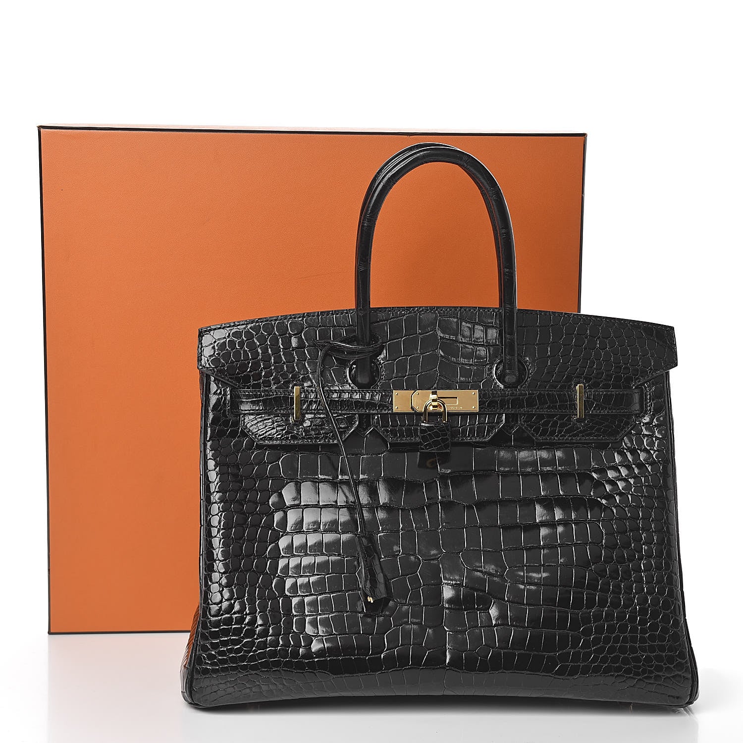 Hermes Shiny Porosus Crocodile Birkin 35 Black 32 of 32