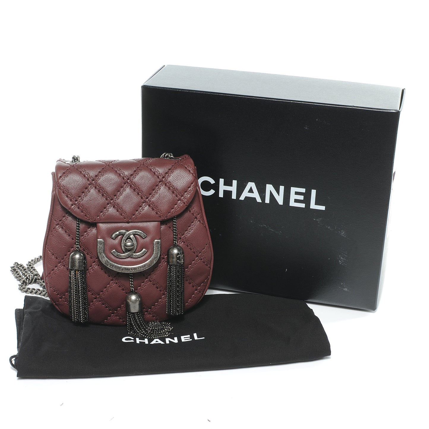 Calfskin Coco Sporran Small Tassel Flap Burgundy