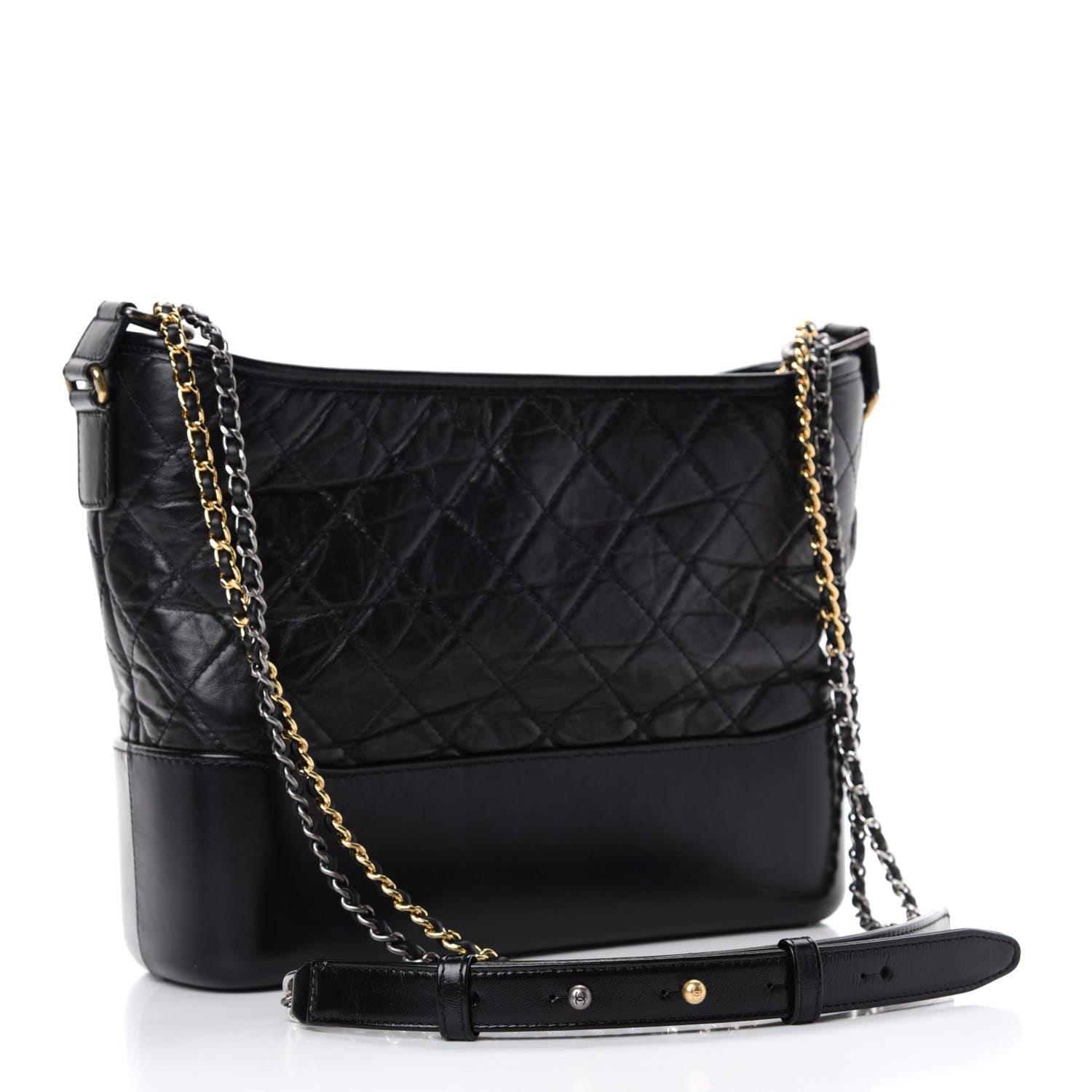 Chanel Aged Calfskin Quilted Medium Gabrielle Hobo Black 3 of 11