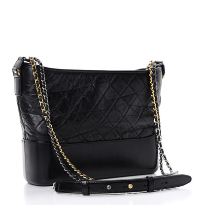 Chanel Aged Calfskin Quilted Medium Gabrielle Hobo Black 3 of 11