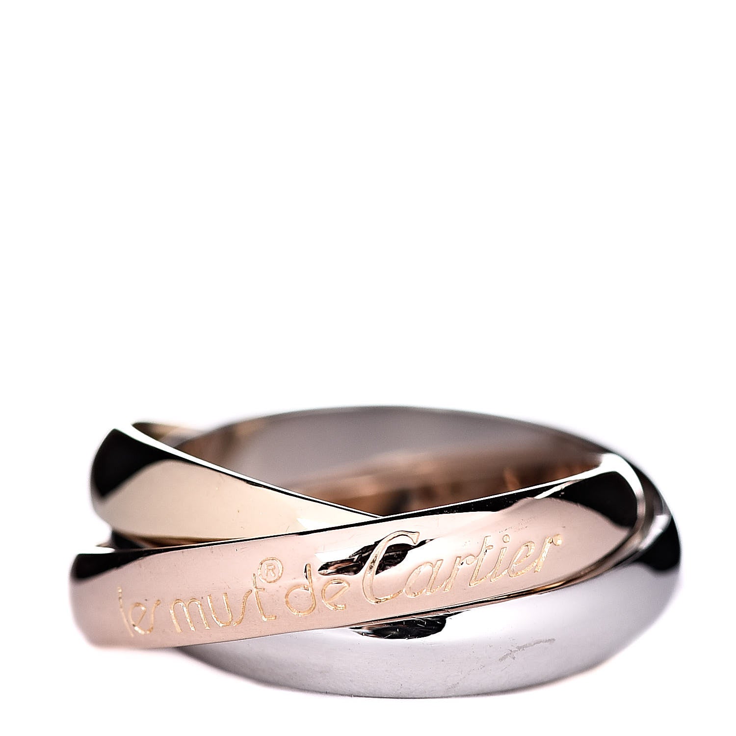 Cartier 18K Pink Yellow White Gold Classic Les Must De Trinity Ring 51 5.75 1 of 5