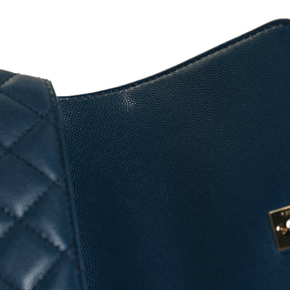 Chanel Caviar Quilted Lizard Embossed Mini Coco Handle Flap Navy Blue 14 of 14