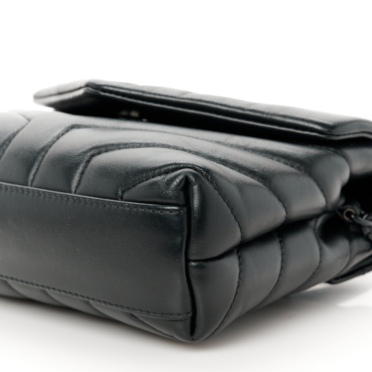 Calfskin Y Quilted Monogram Monochrome Toy Loulou Crossbody Bag Black
