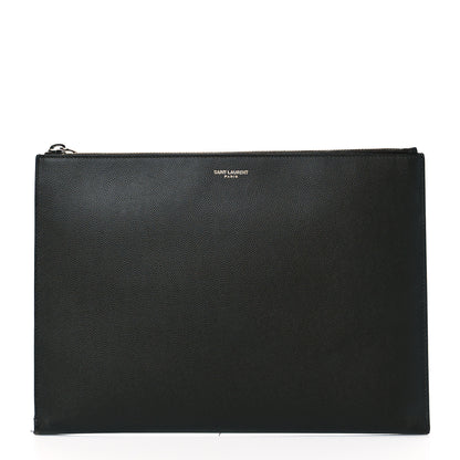 Saint Laurent Grain De Poudre Zipped Tablet Holder Khaki 1 of 9