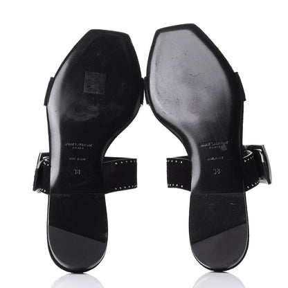 Saint Laurent Suede Otterproof Nikel Pallidio Sandals 38 Black 7 of 11