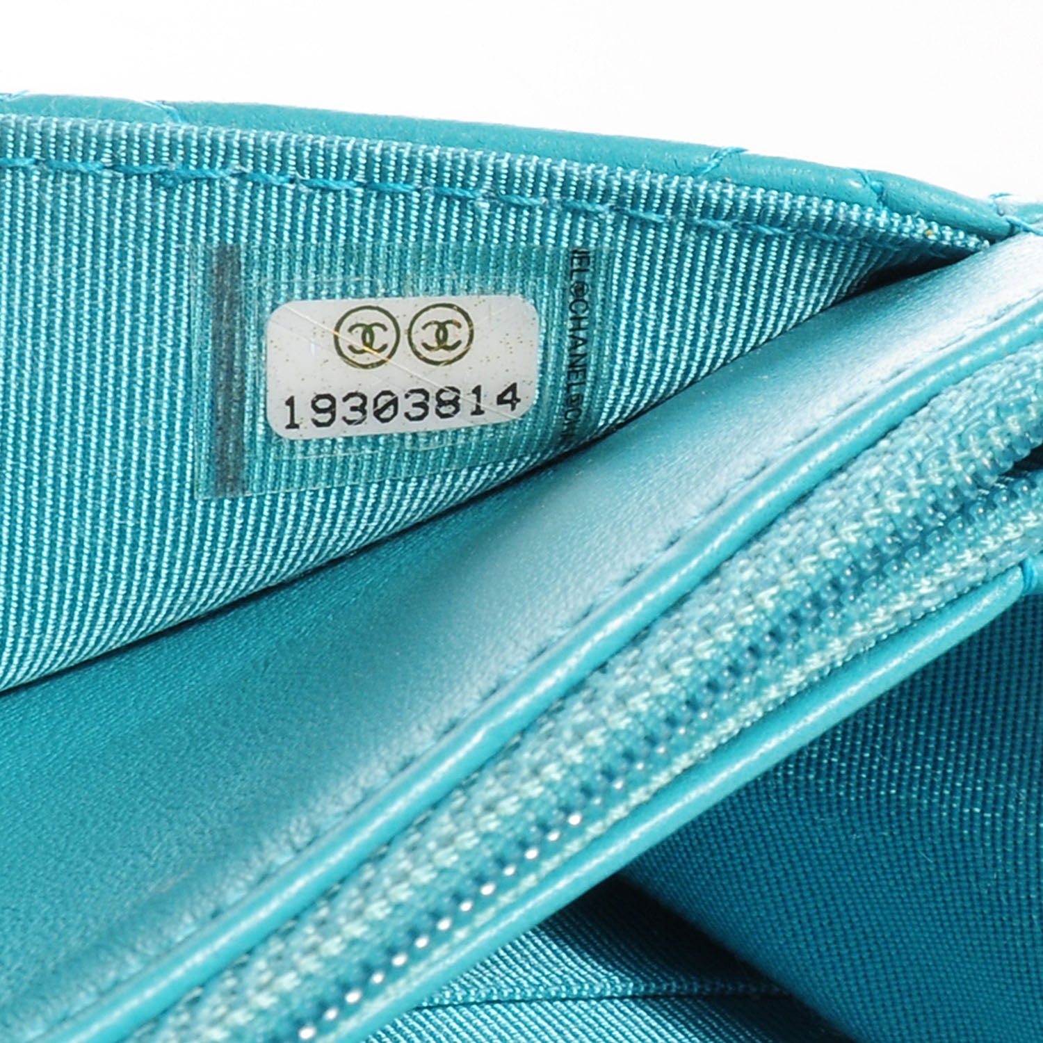 Chanel Lambskin Wallet On Chain WOC Turquoise 9 of 9