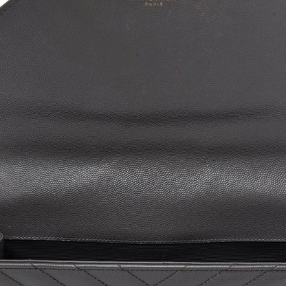 Saint Laurent Grain De Poudre Matelasse Chevron Large Monogram Satchel Earth 9 of 18