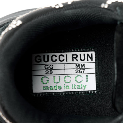 Gucci Tela Retino Mesh Crystal Suede GG Monogram Womens Gucci Run Sneakers 39 Black Silver 9 of 11