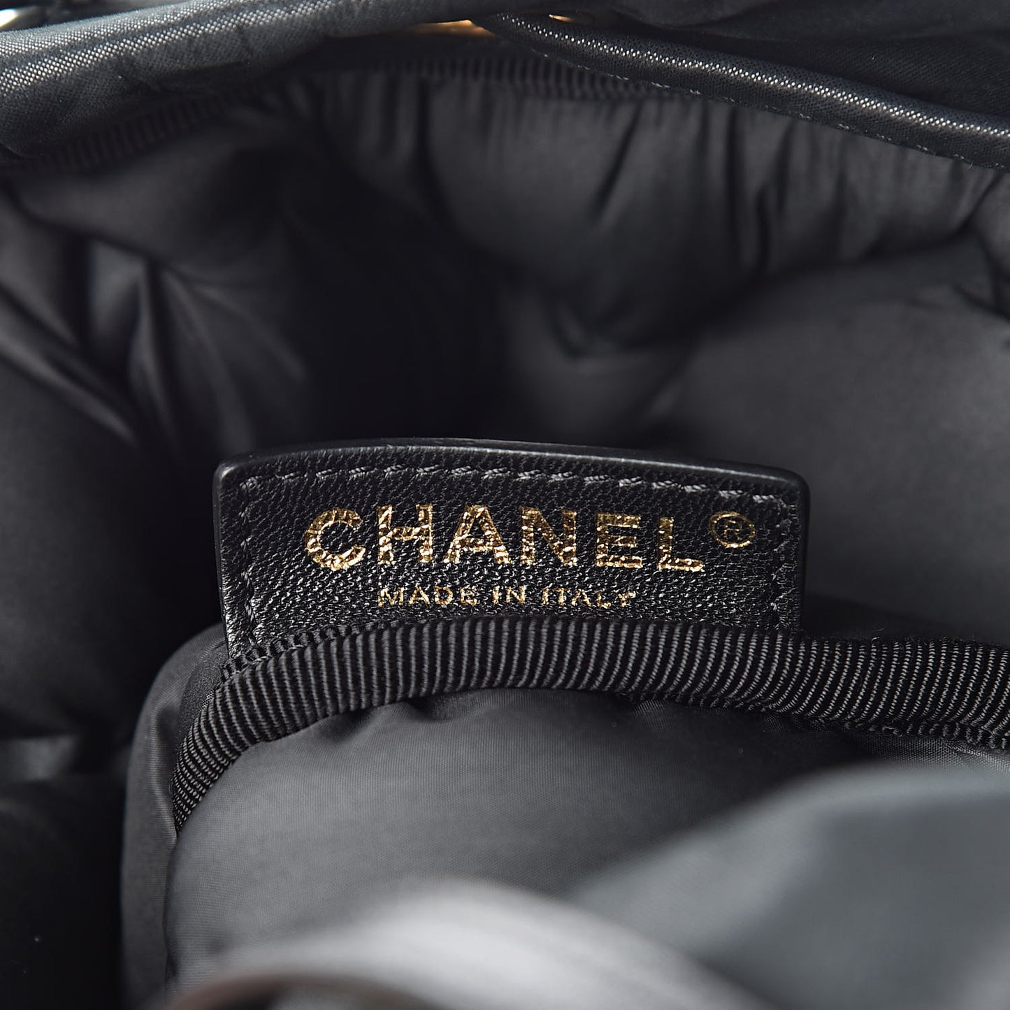 Iridescent Calfskin Quilted Chesterfield Backpack Black