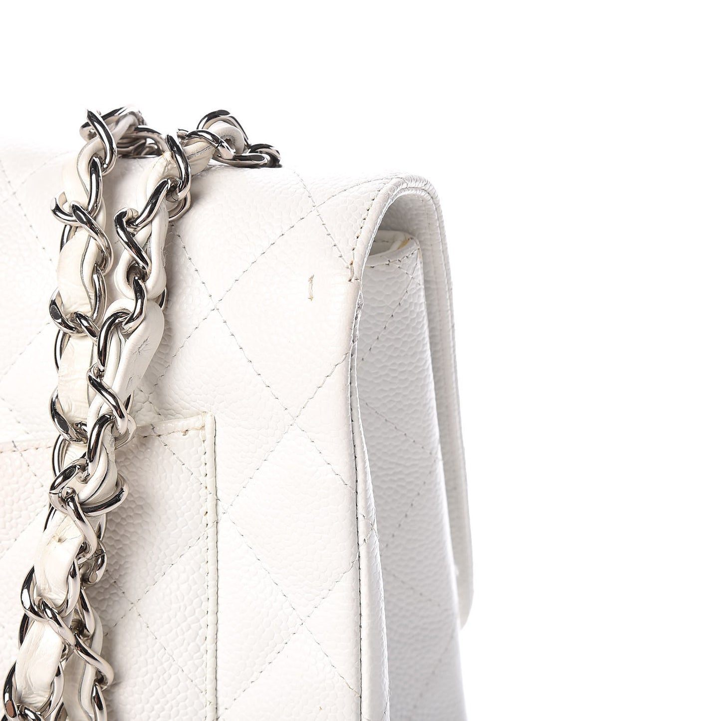 Caviar Quilted Jumbo Single Flap White