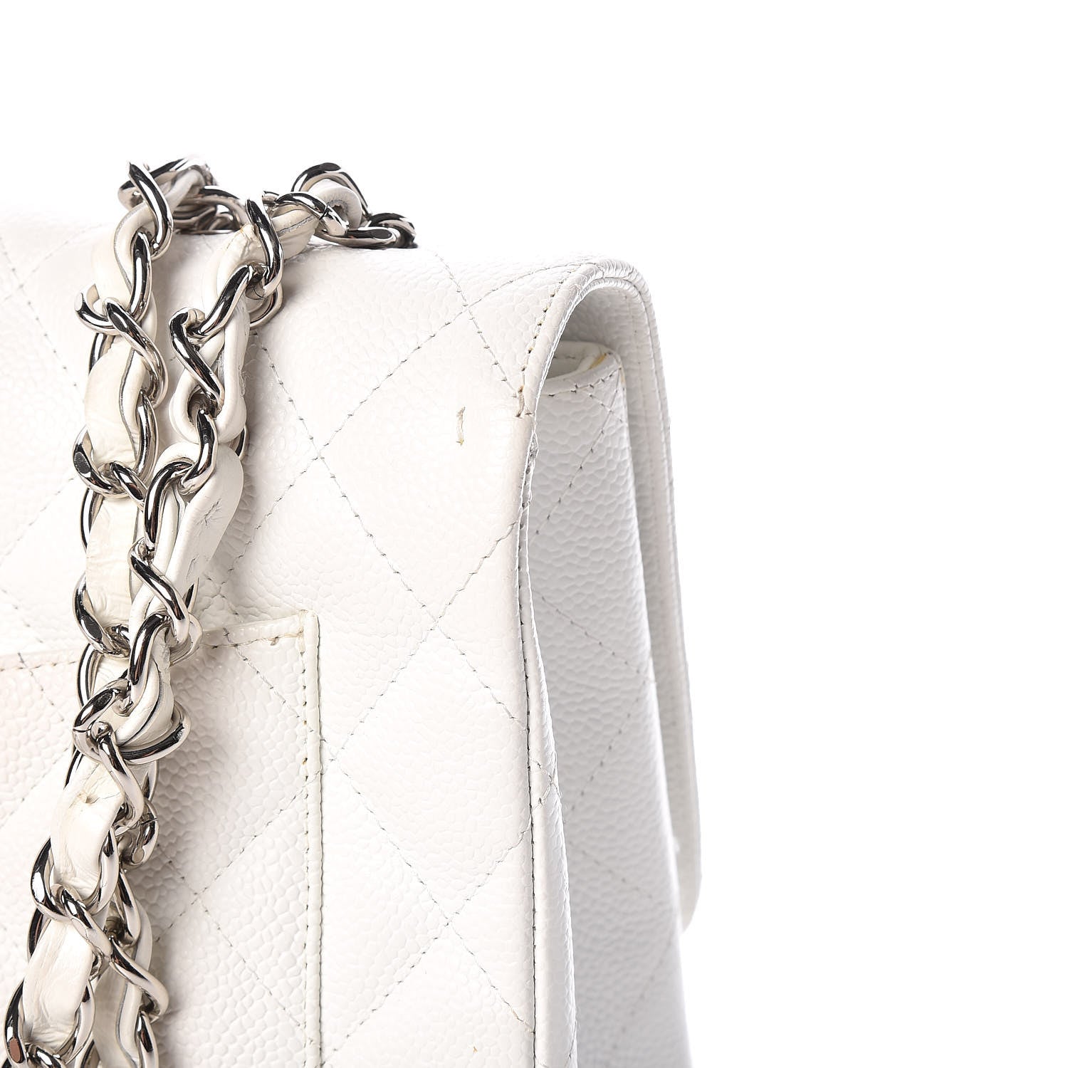 Chanel Caviar Quilted Jumbo Single Flap White 12 of 18