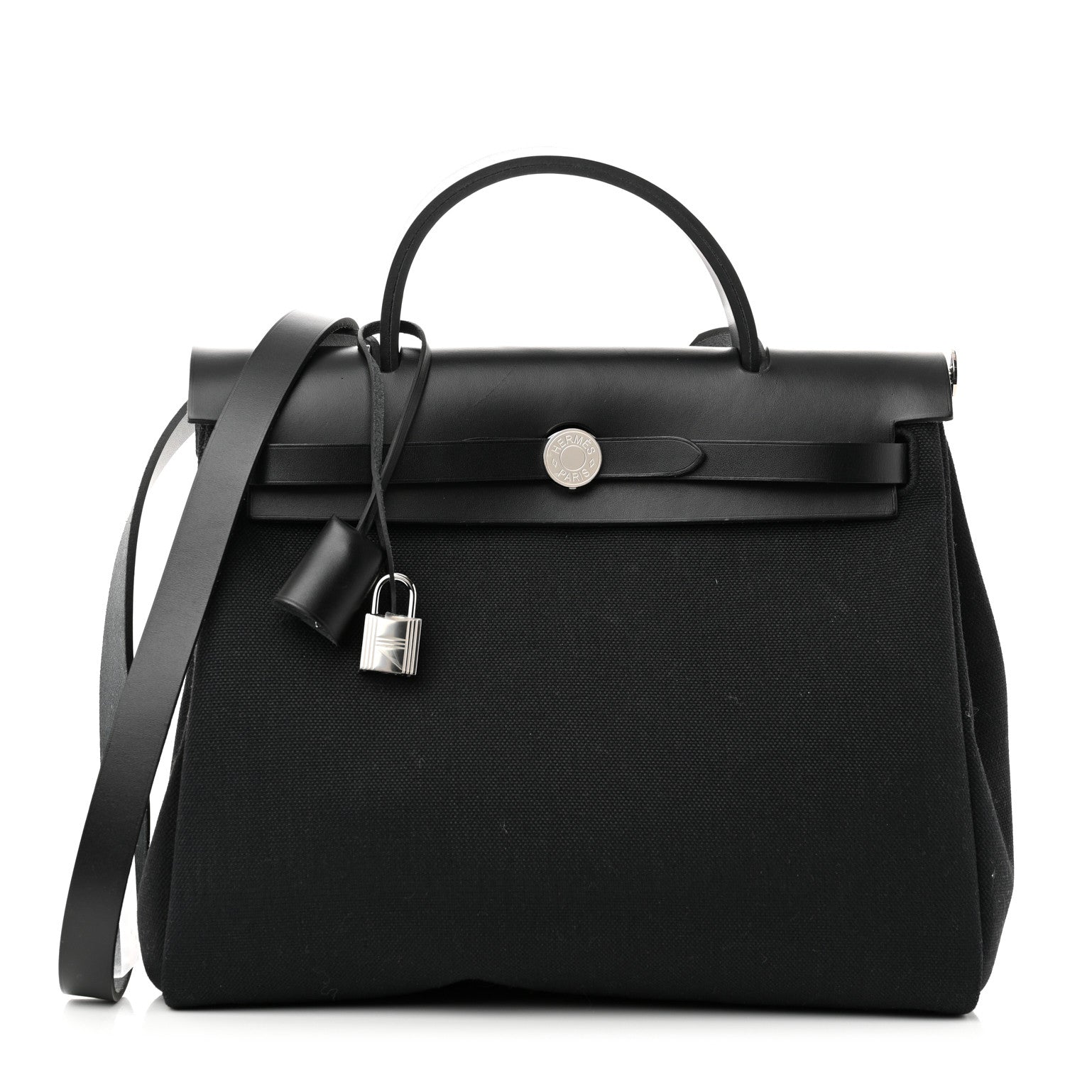 Hermes Military Toile Vache Hunter Herbag Zip Retourne 31 PM Black 1 of 14