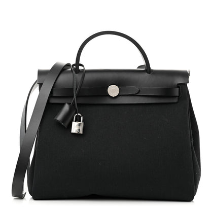 Hermes Military Toile Vache Hunter Herbag Zip Retourne 31 PM Black 1 of 14