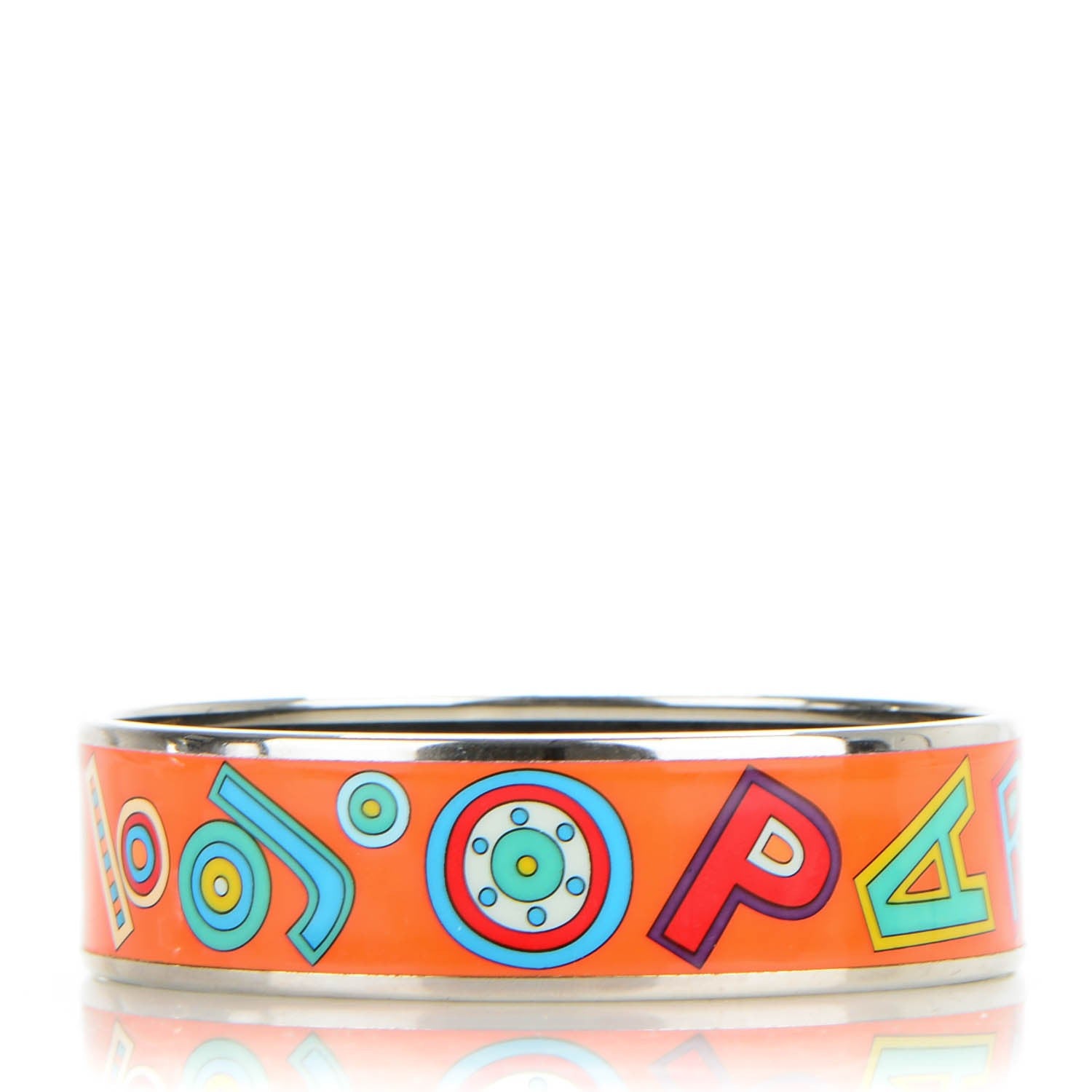 Hermes Enamel Printed Wide Tohu Bohu Bracelet 70 Orange 1 of 5