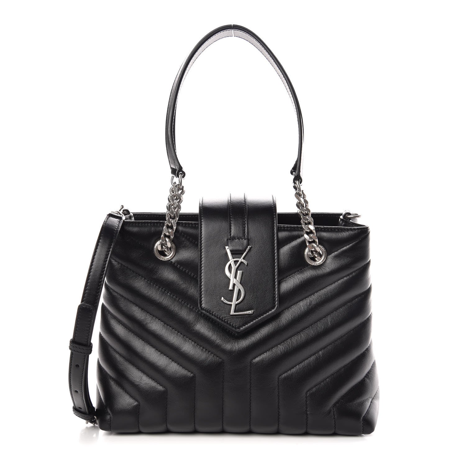 Saint Laurent Calfskin Y Quilted Monogram Small Loulou Shopper Black 1 of 9