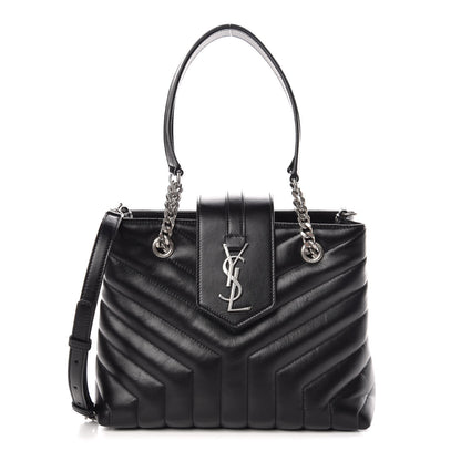 Saint Laurent Calfskin Y Quilted Monogram Small Loulou Shopper Black 1 of 9