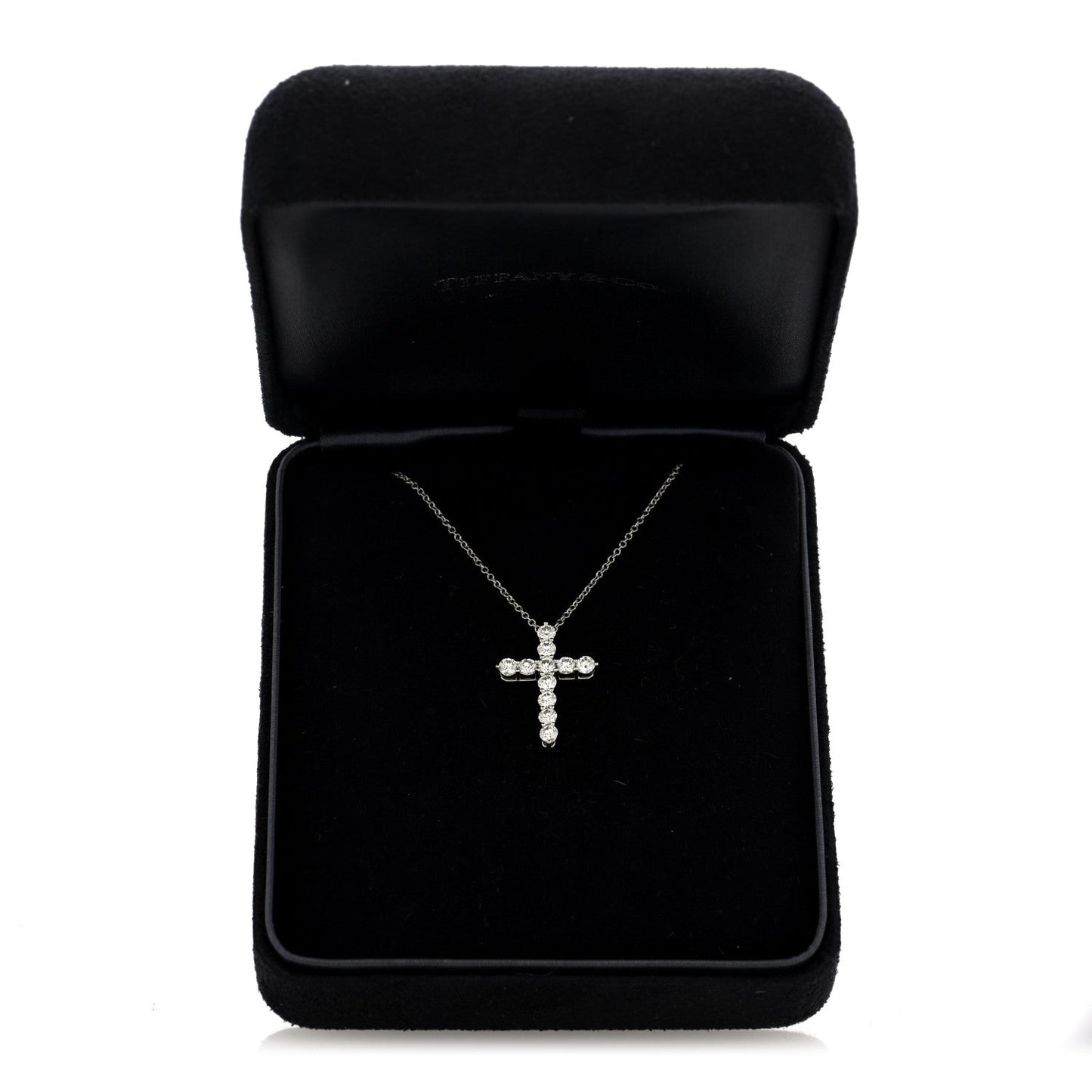 Platinum Diamond Medium Cross Pendant Necklace