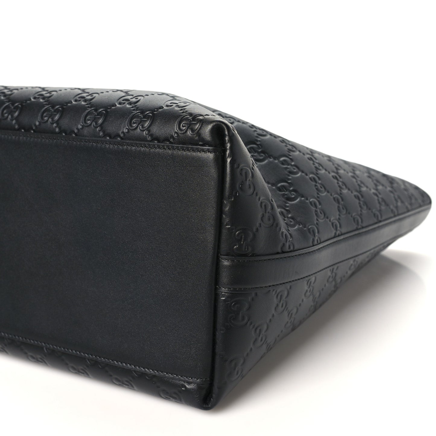 GG Calfskin Embossed Emblem Large Tote Bag Black