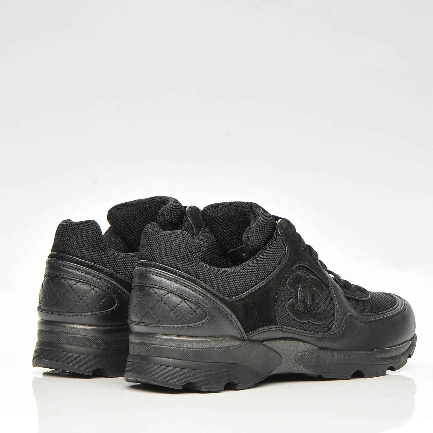 Chanel Suede Calfskin CC Sneakers 37 Black 4 of 6