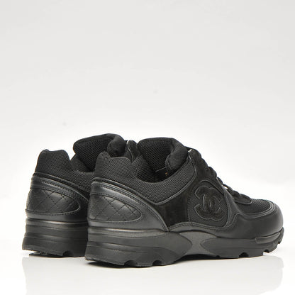 Chanel Suede Calfskin CC Sneakers 37 Black 4 of 6