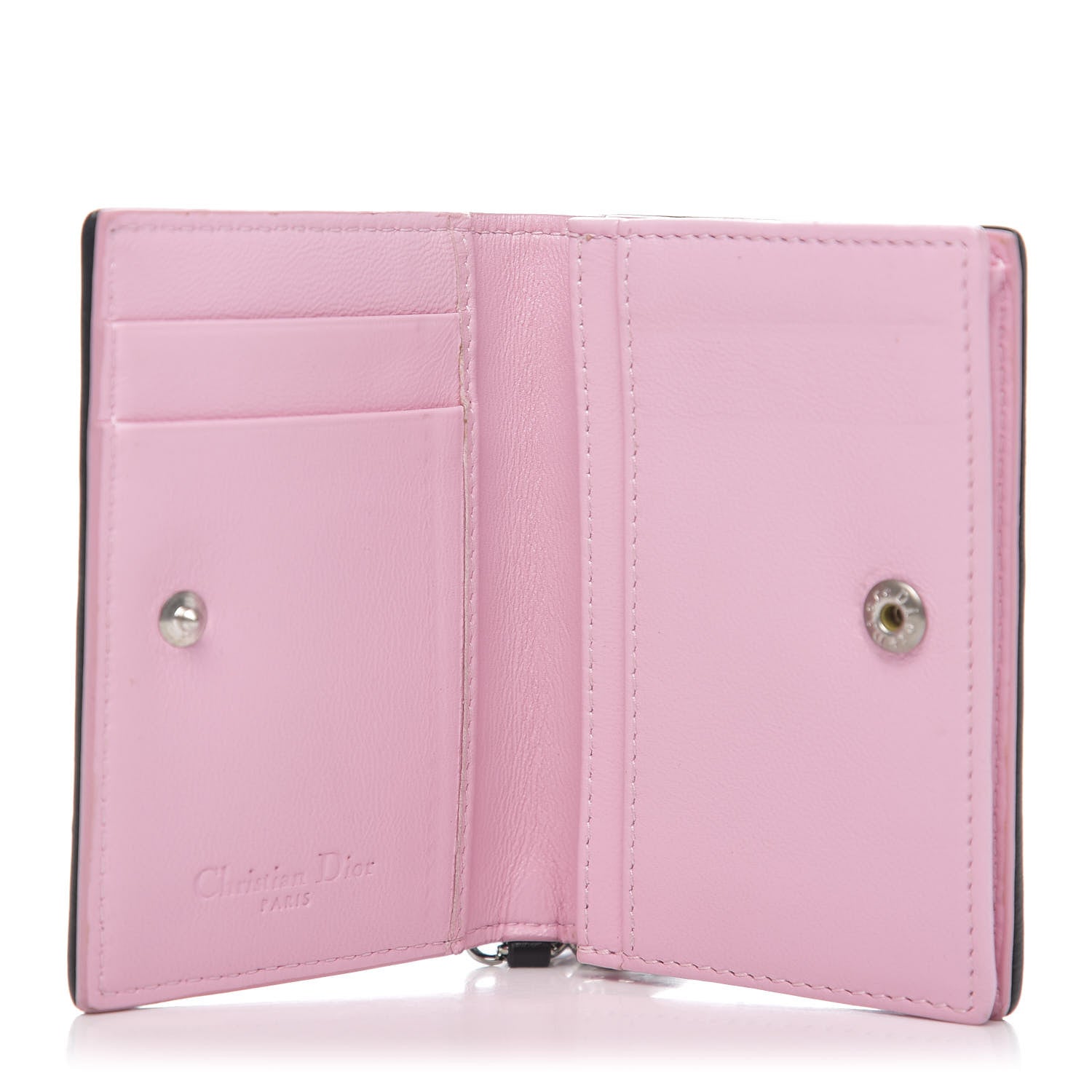 Christian Dior Lambskin Cannage Bi-Color Small Lady Dior Flap Card Holder Black Pink 5 of 8