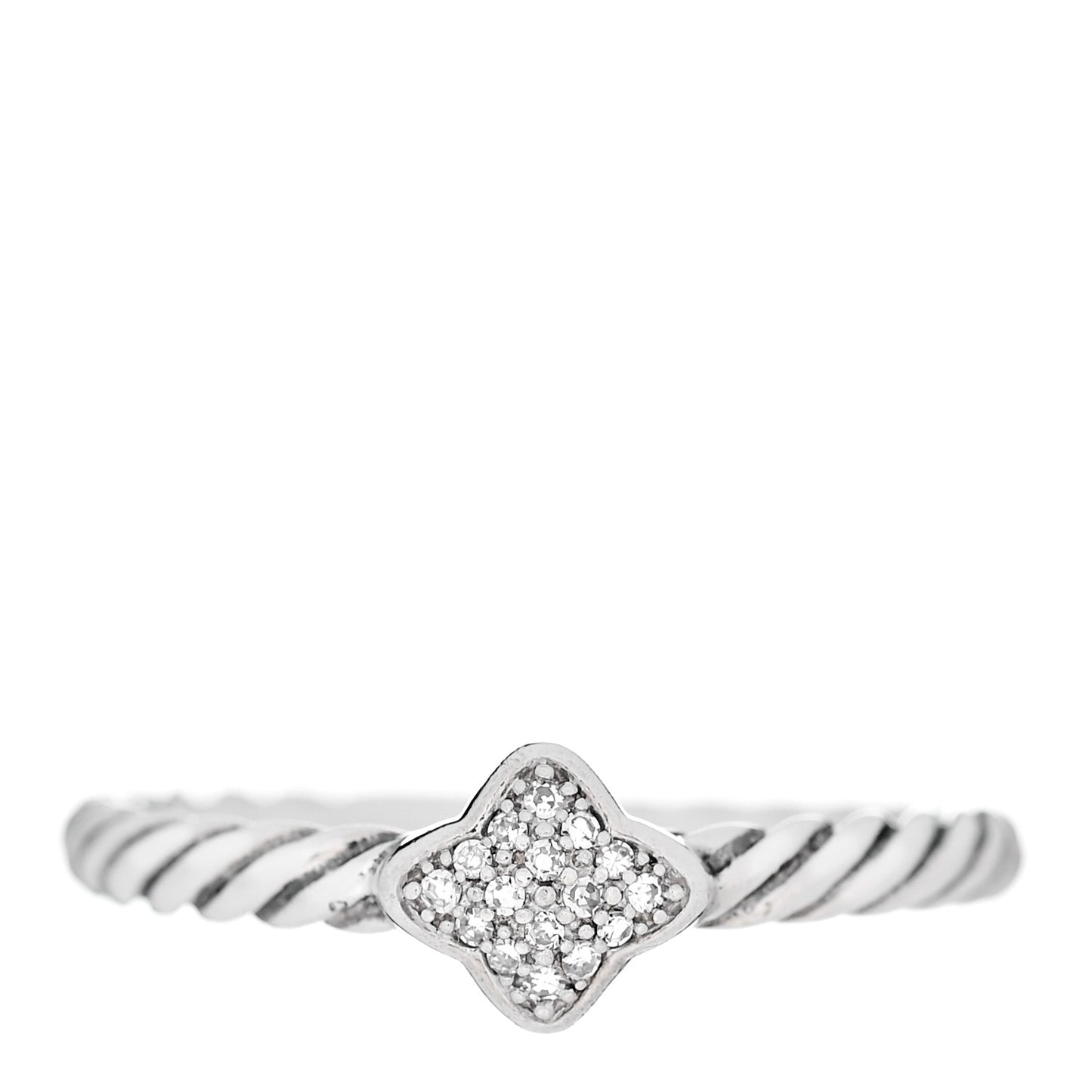 Sterling Silver Diamond Quatrefoil Ring 55 7.25