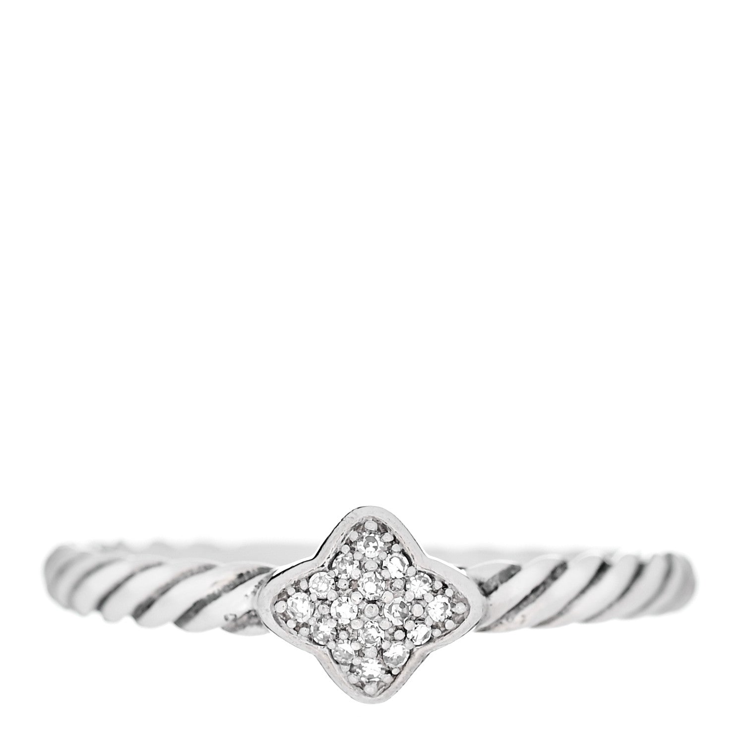 David Yurman Sterling Silver Diamond Quatrefoil Ring 55 7.25 1 of 5