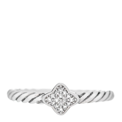 David Yurman Sterling Silver Diamond Quatrefoil Ring 55 7.25 1 of 5
