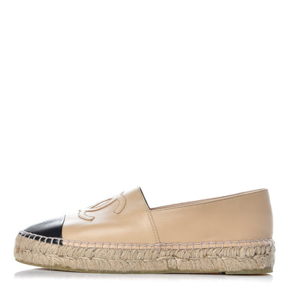 Chanel Lambskin CC Espadrilles 40 Beige Black 1 of 13