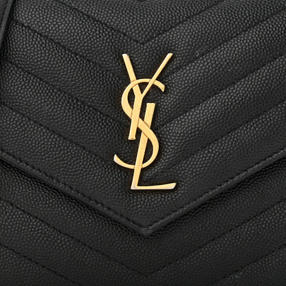 Saint Laurent Grain De Poudre Matelasse Chevron Monogram Envelope Chain Wallet Black 8 of 12