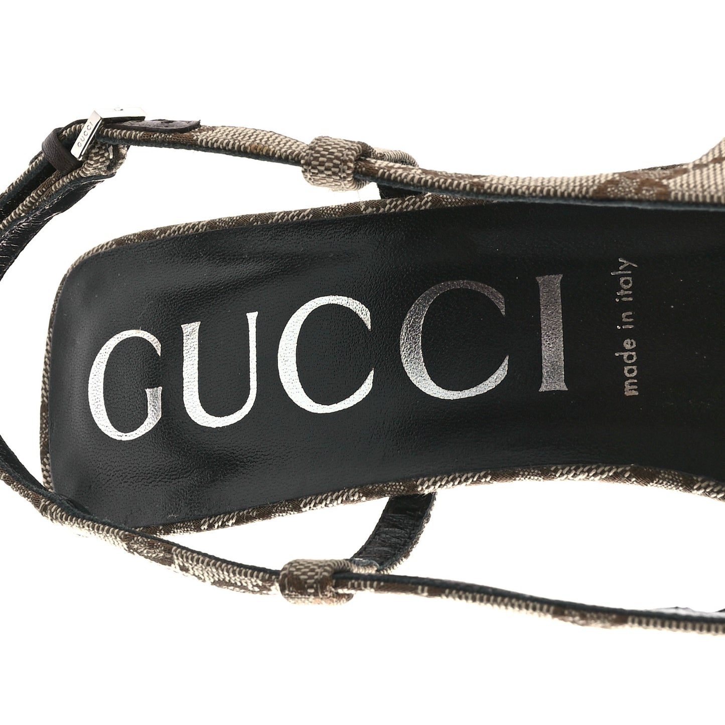 Monogram Malga Kid Square G 75mm Slingback Pumps 40.5 Beige Ebony New Acero