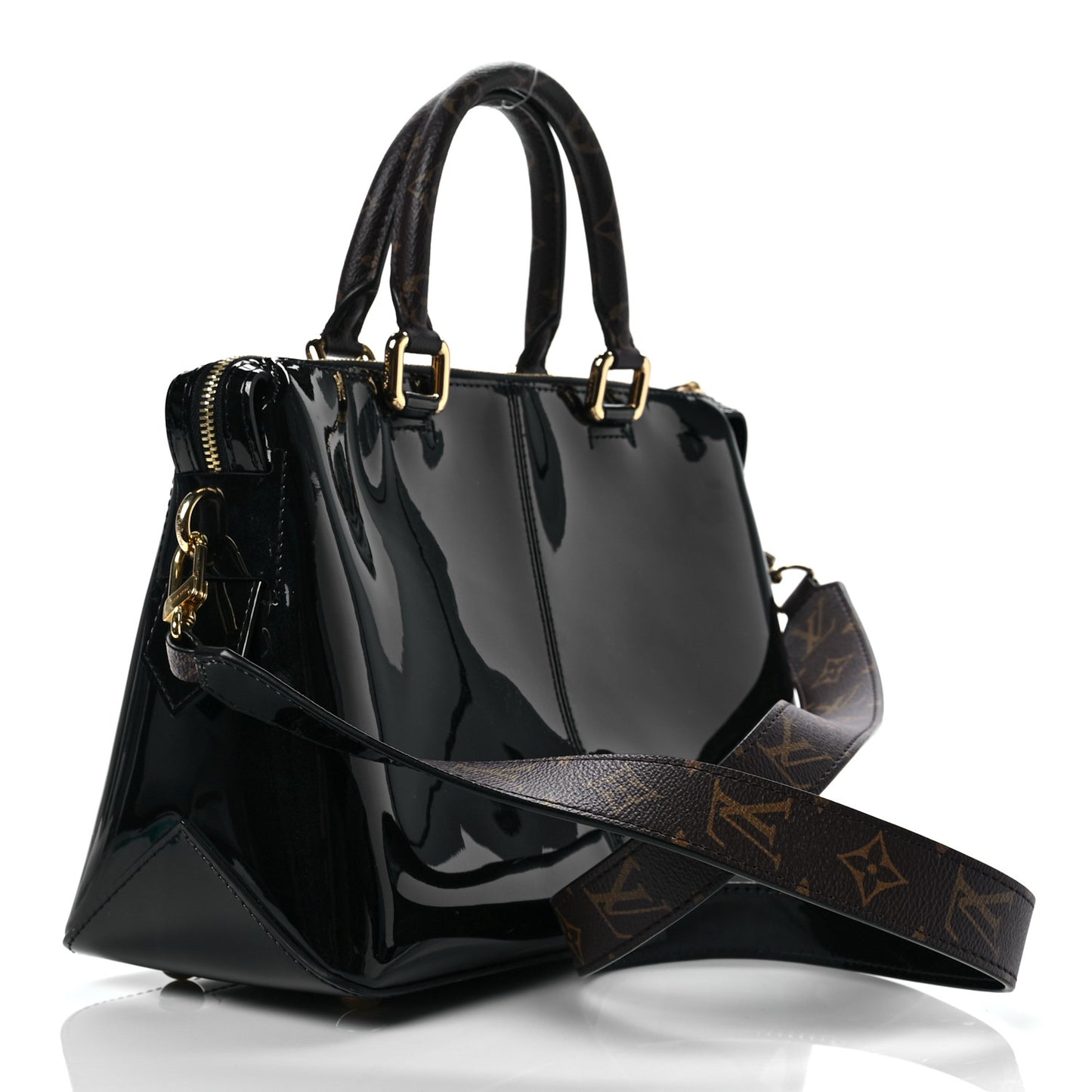 Patent Calfskin Miroir Tote Black