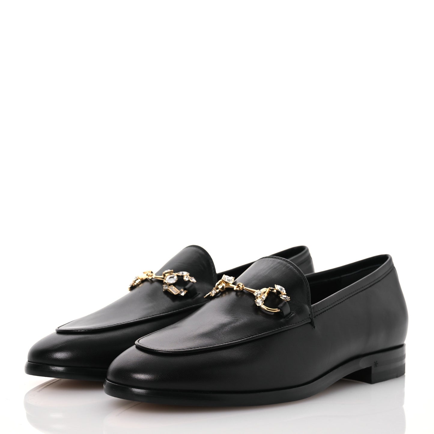 Malaga Kid Crystal Horsebit Womens Jordaan Loafers 38 Black