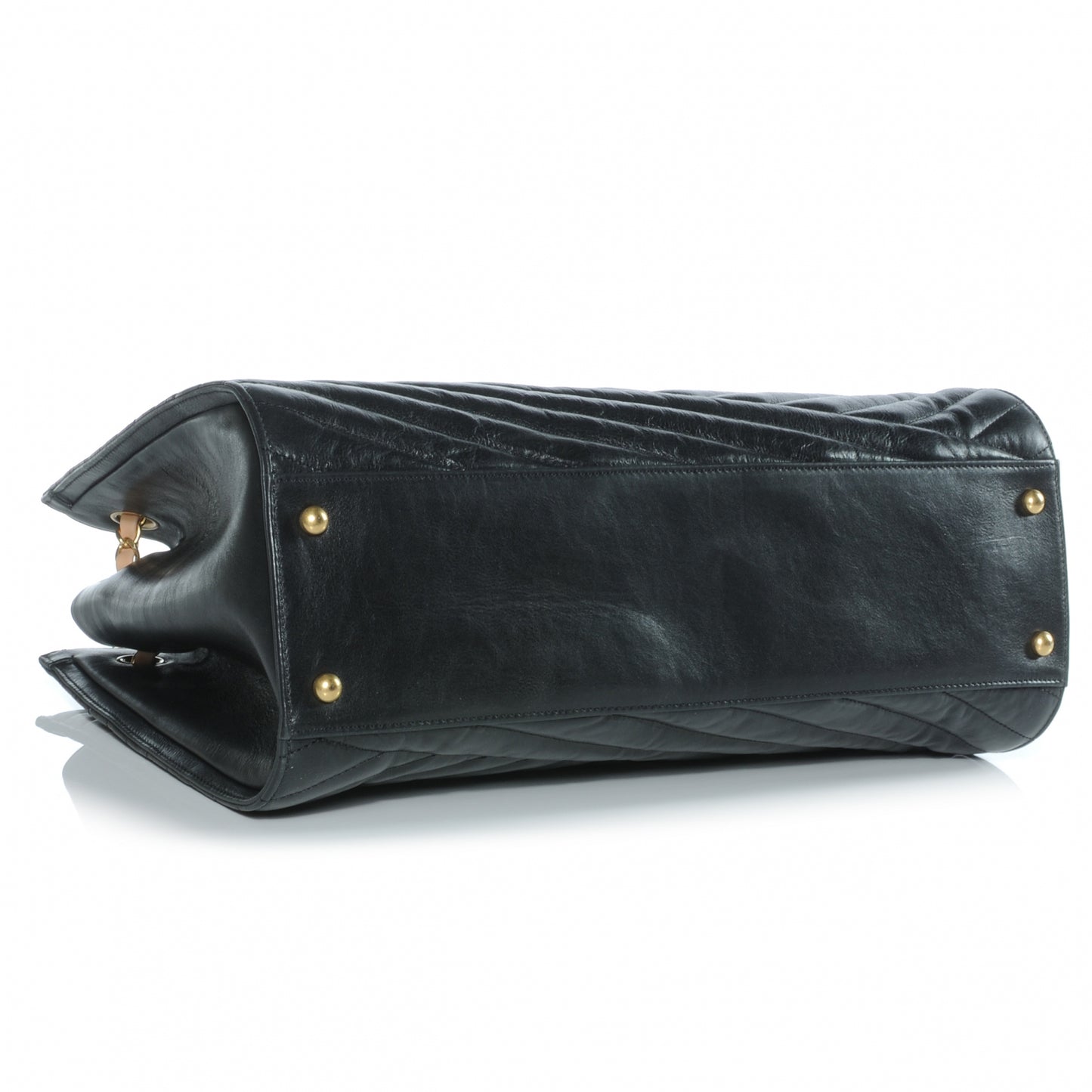 Calfskin Chevron Gabrielle Tote Black