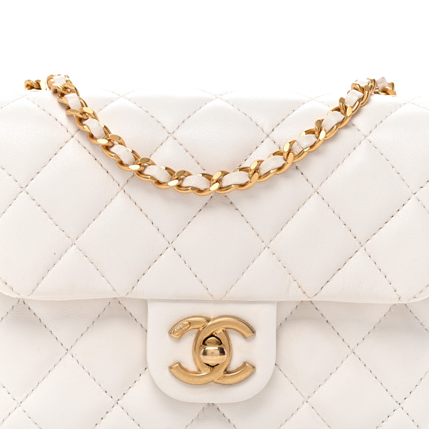 Chanel Lambskin Enamel Quilted Mini Coco Hearts Square Flap White 8 of 10