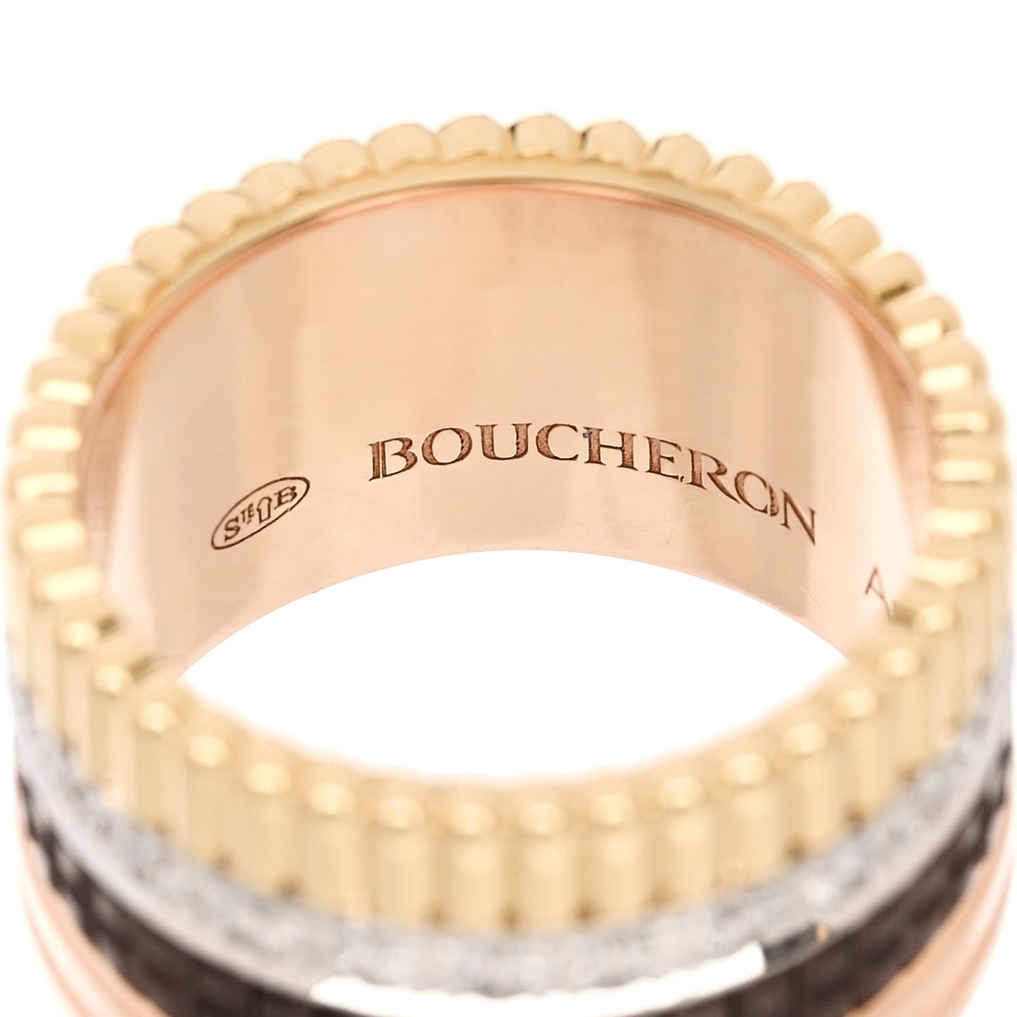 18K Pink Yellow White Gold Diamond PVD Large Quatre Classique Ring 51 5.75