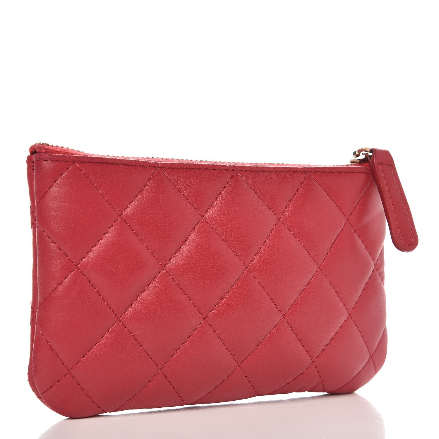Chanel Lambskin Quilted Small Cosmetic Case Dark Pink 3 of 10