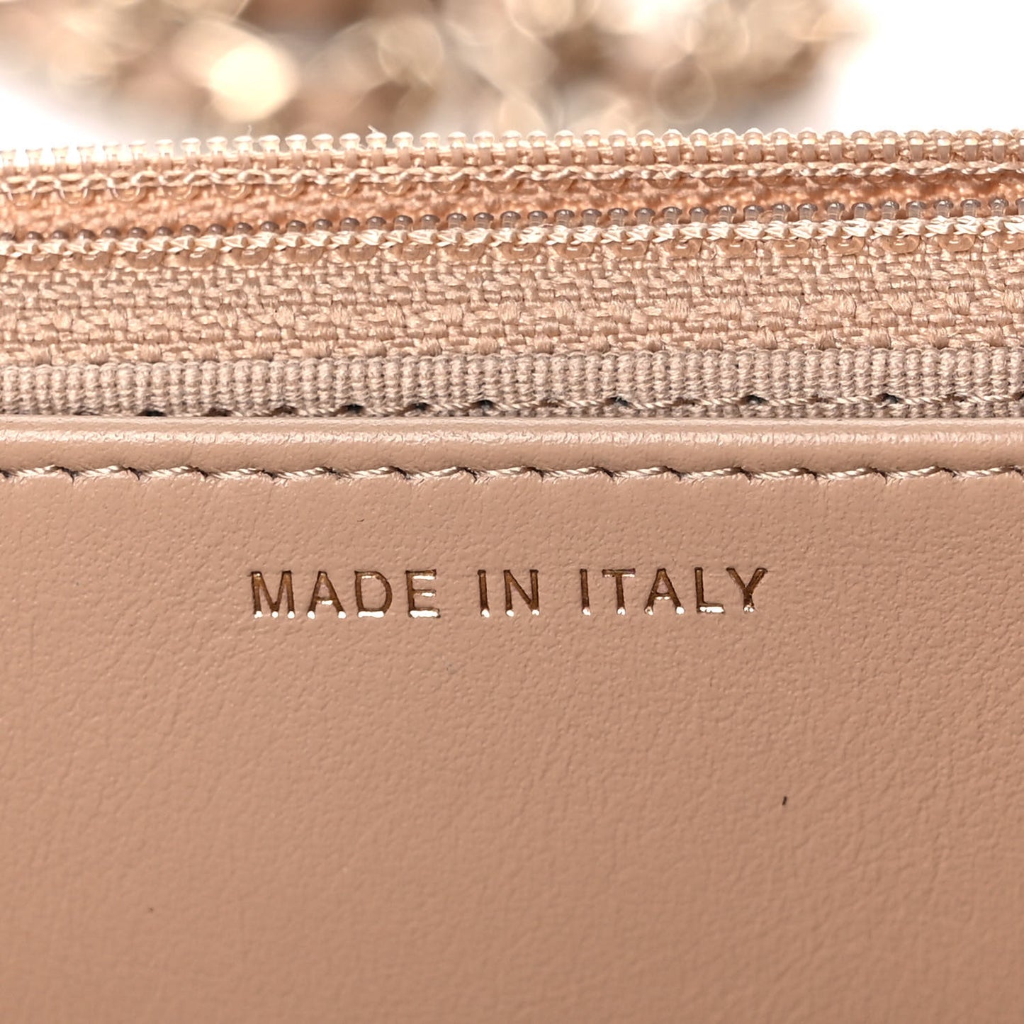 Caviar Quilted Crystal CC Wallet On Chain WOC Beige