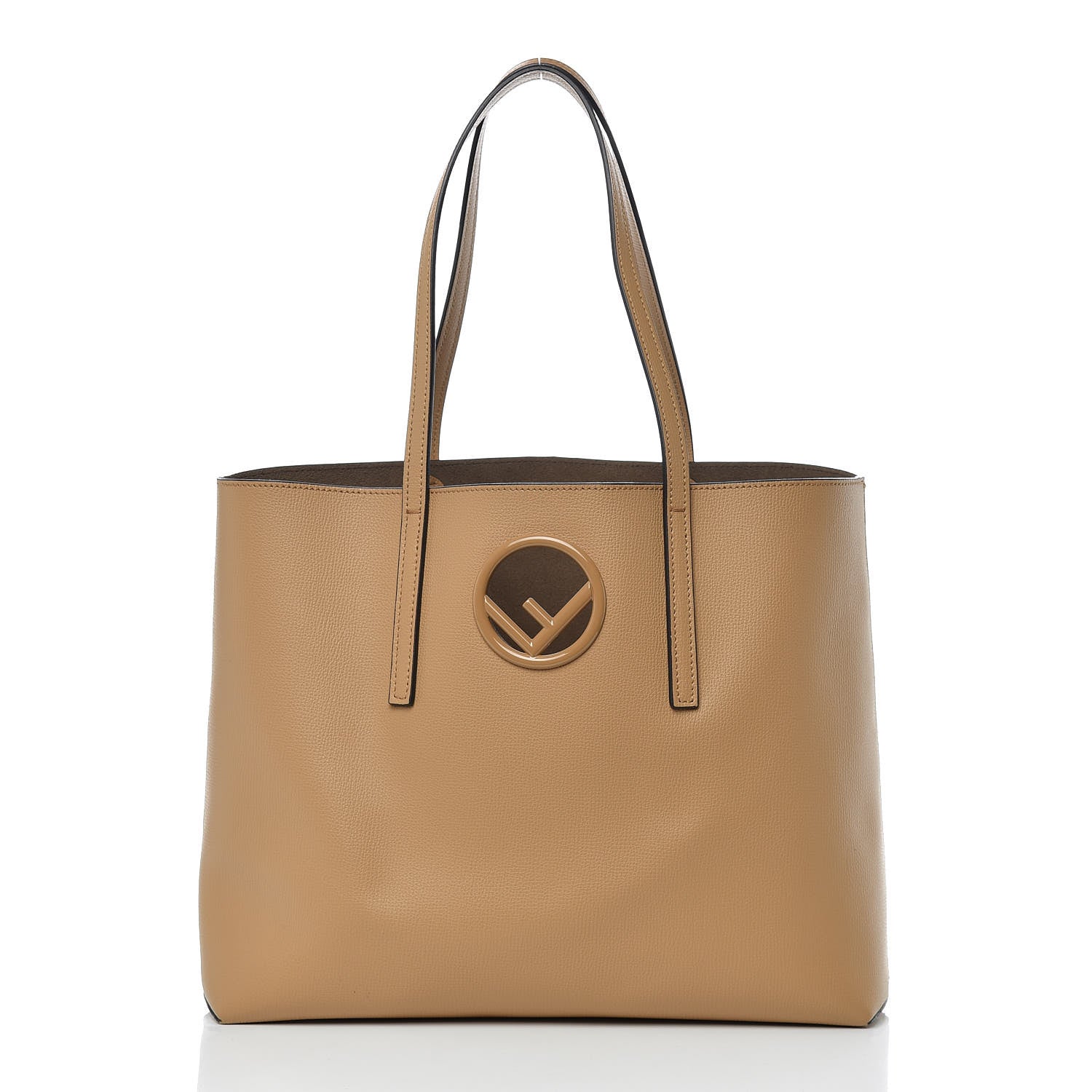 Fendi Vitello Vienna Enamel F is Fendi Shopping Tote Miele Scuro Taupe 3 of 17