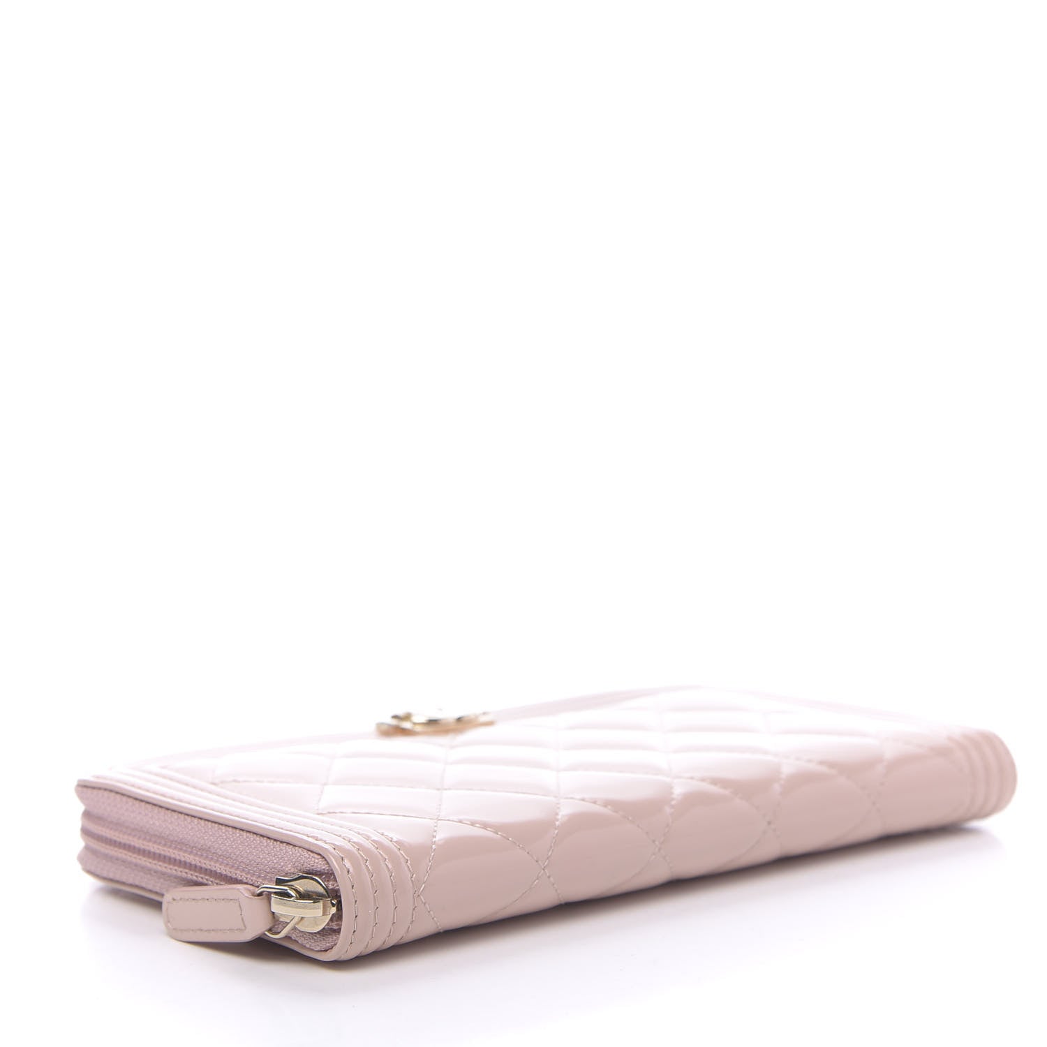 Chanel Patent Quilted Boy Long Zip Around Wallet Light Pink 4 of 12