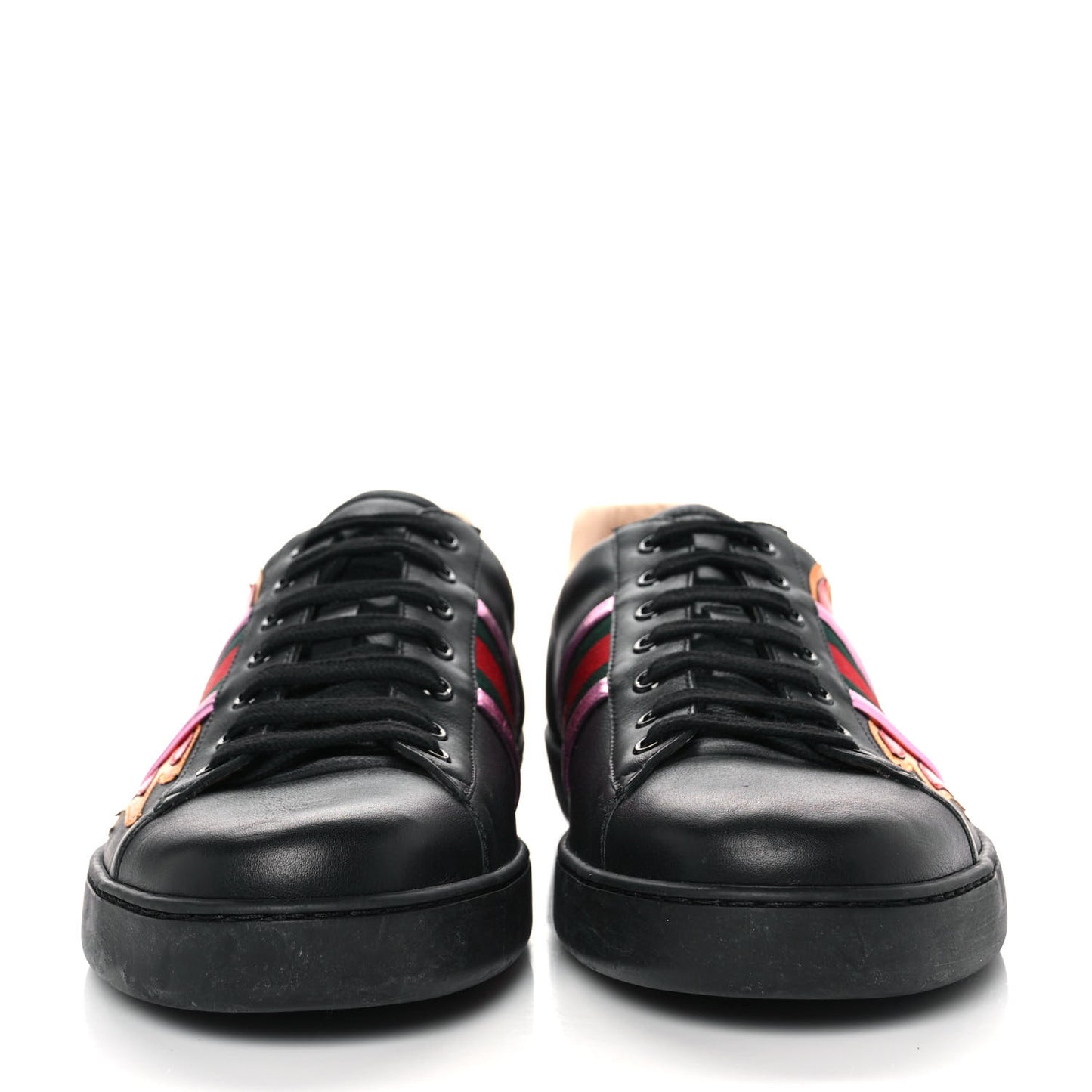 Calfskin Ayers Web Flames Embroidered Mens Ace Sneakers 11.5 Black