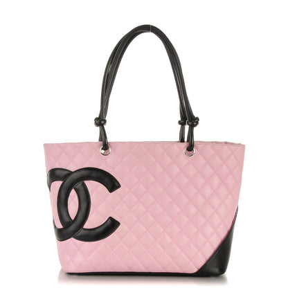 Chanel Calfskin Quilted Large Cambon Tote Pink Black 1 of 7