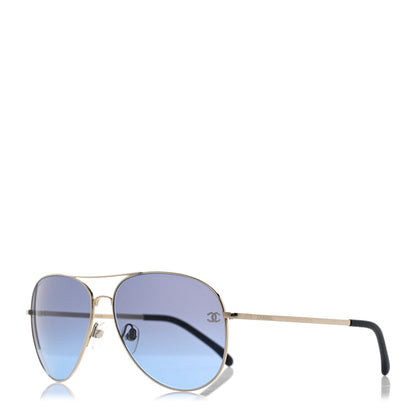 Chanel Metal Pilot Aviator CC Sunglasses 4189-T-Q Silver 1 of 8