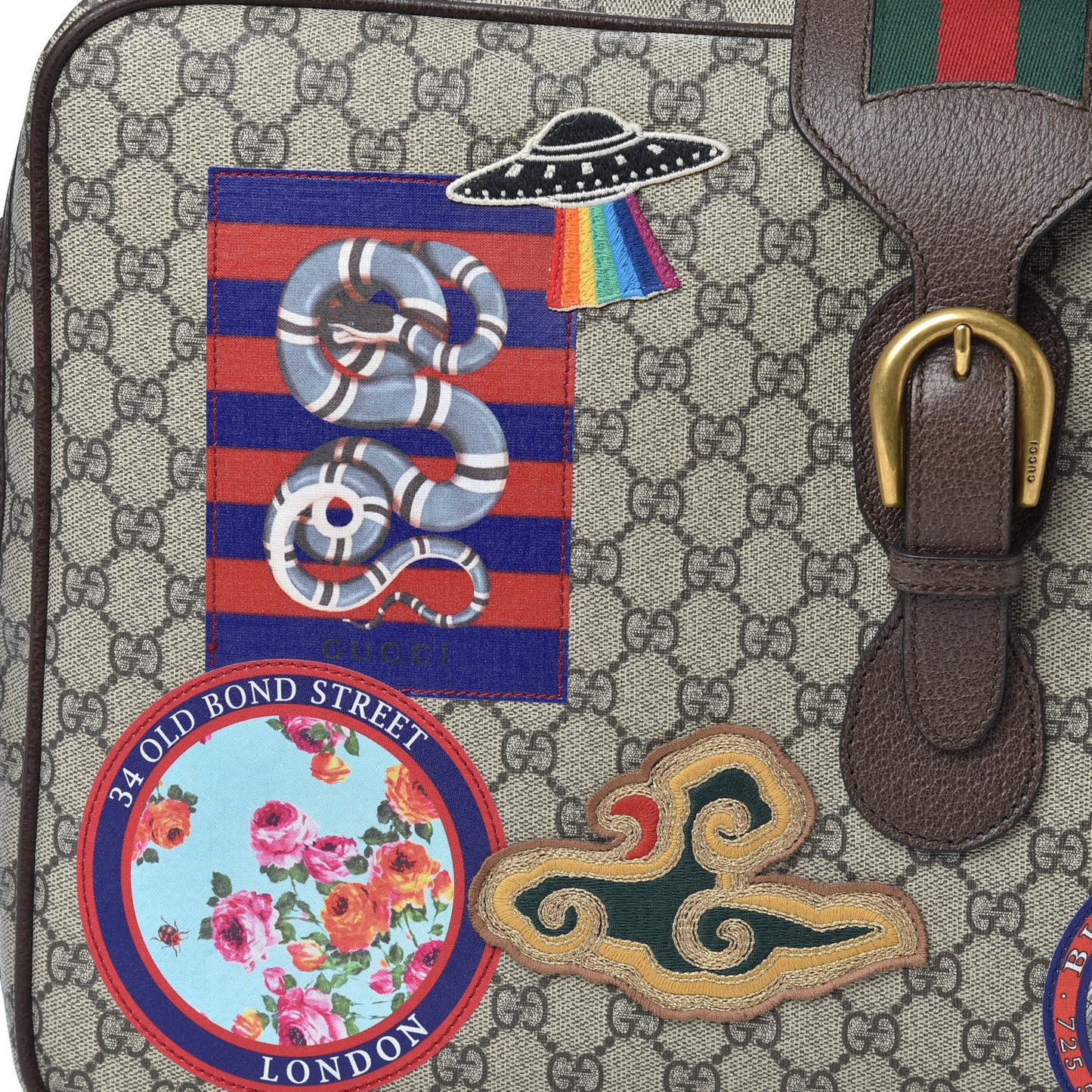 GG Supreme Monogram Embroidered Modern Future Courrier Suitcase