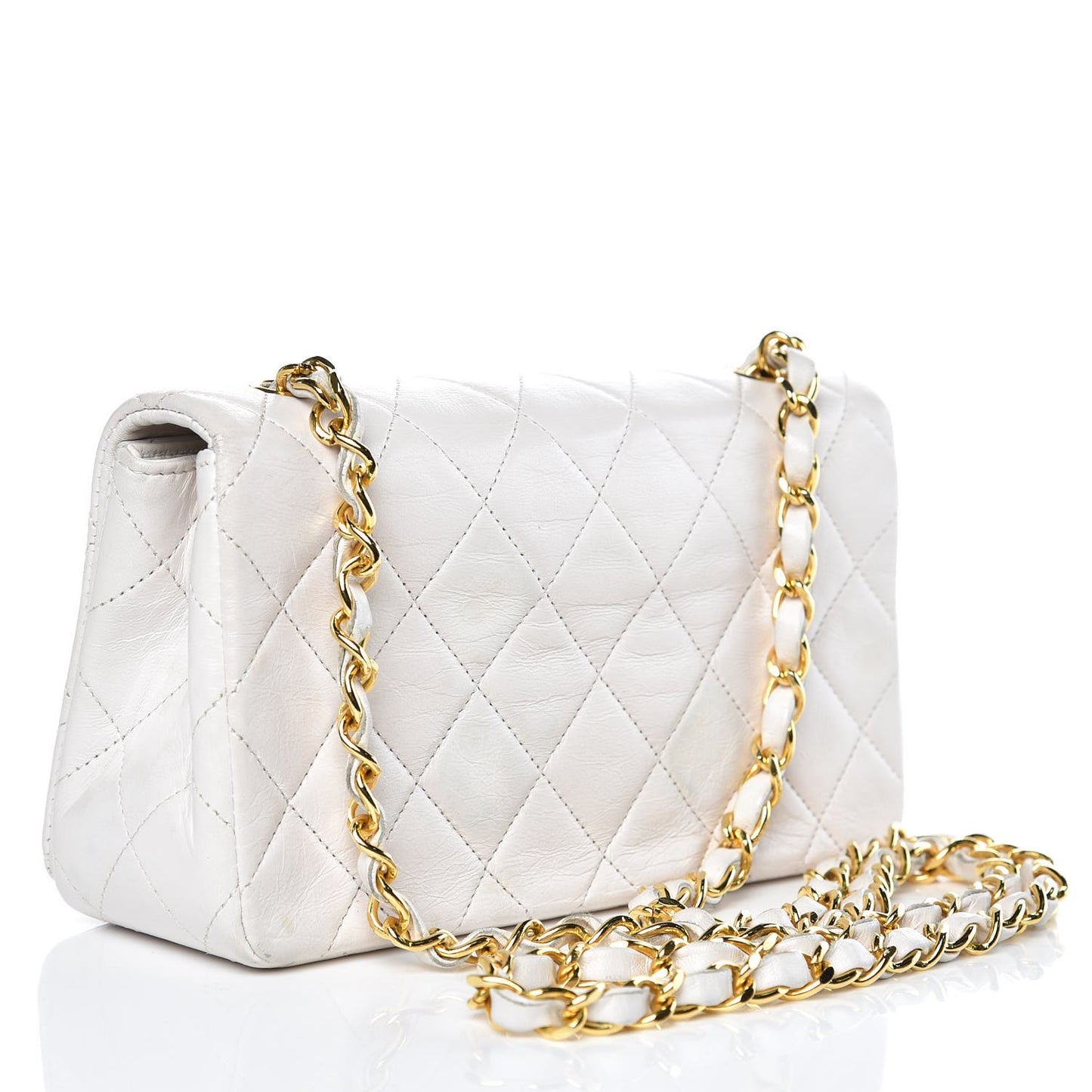 Lambskin Quilted Mini Flap White