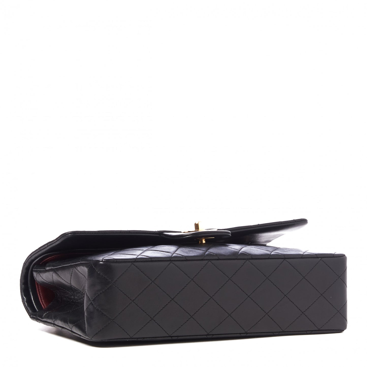 Lambskin Quilted Medium Double Flap Black