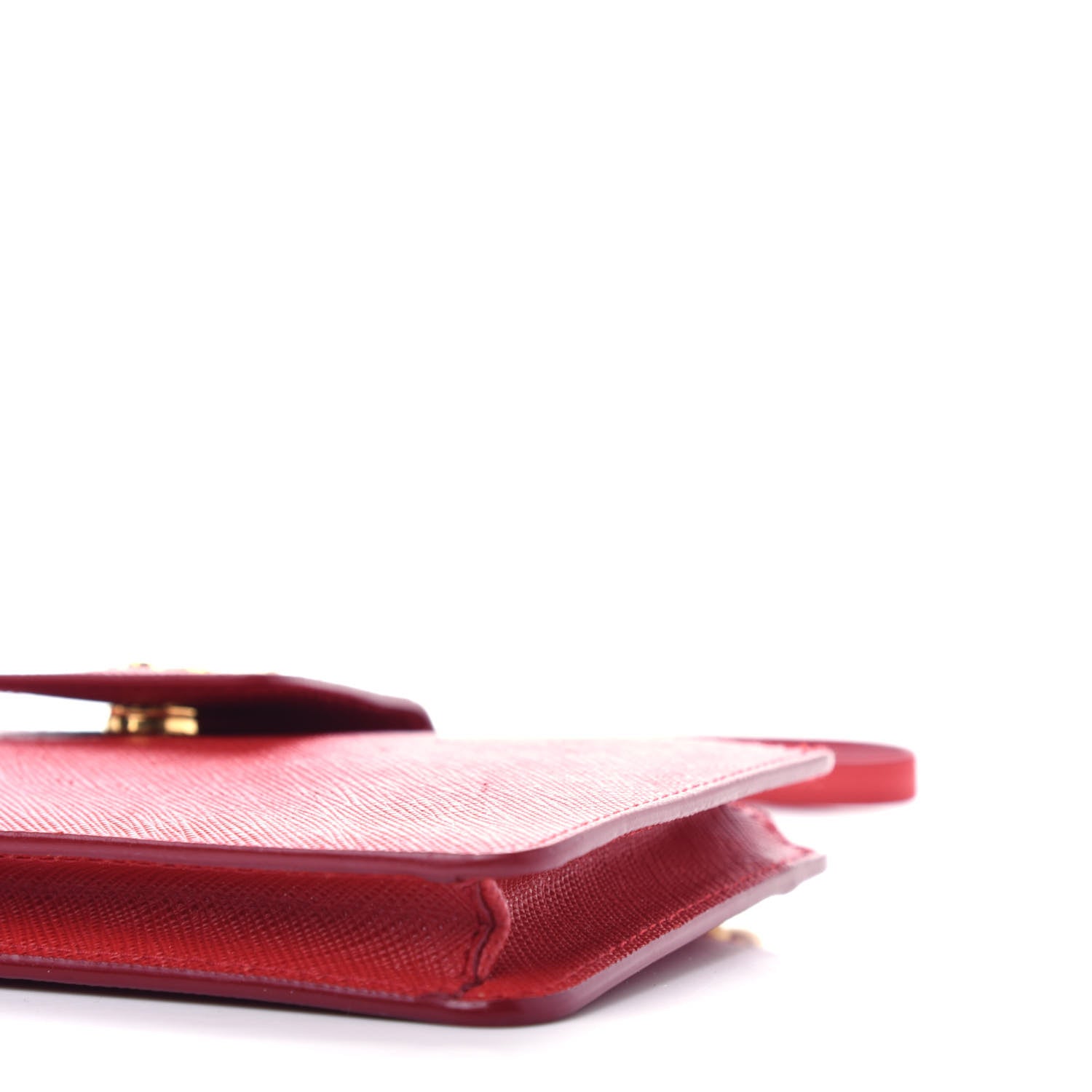 Prada Saffiano Metal Mini Chain Wallet Fuoco 8 of 9