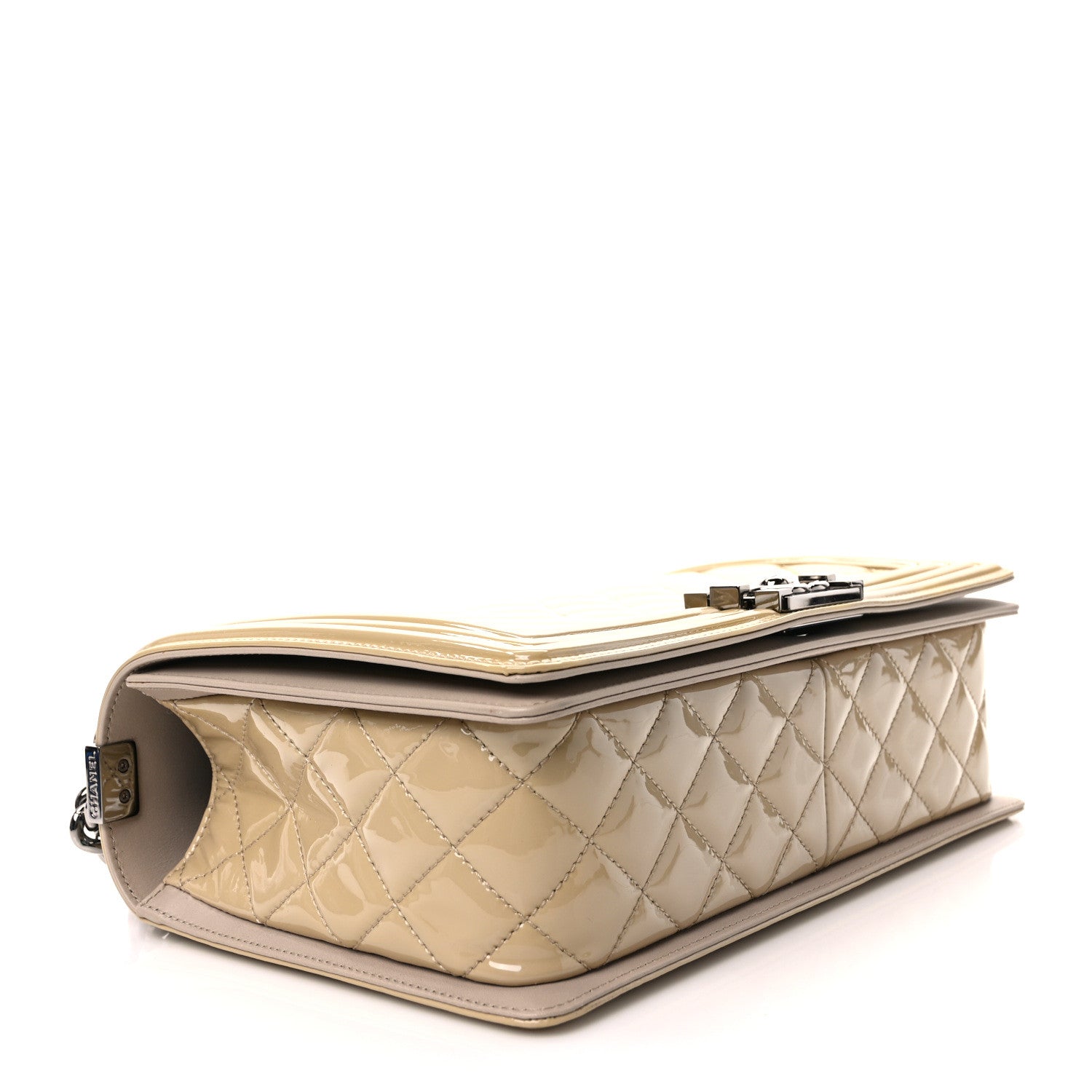 Chanel Patent Chevron Medium Boy Flap Beige 4 of 9