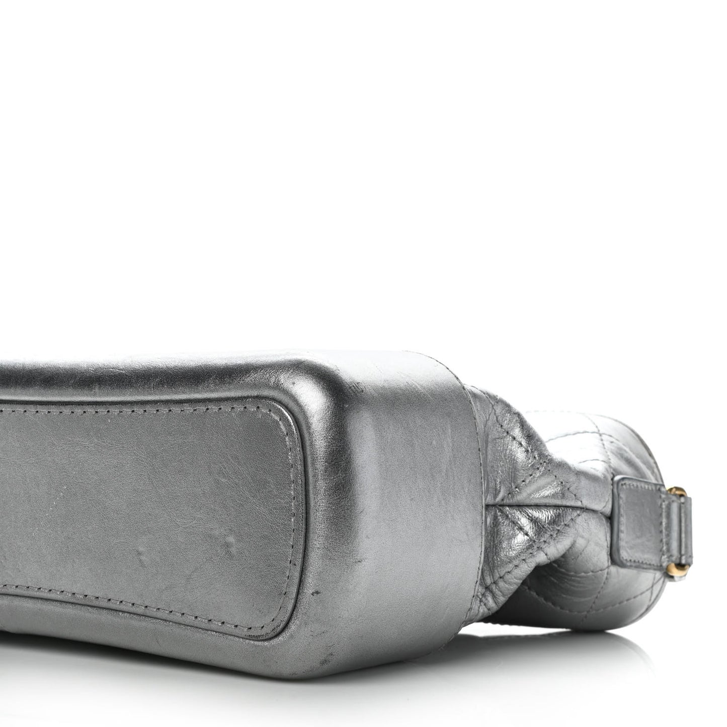 Metallic Aged Calfskin Quilted Medium Gabrielle Silver