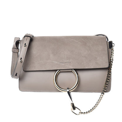 Chloe Suede Calfskin Small Faye Shoulder Bag Motty Grey 1 of 7